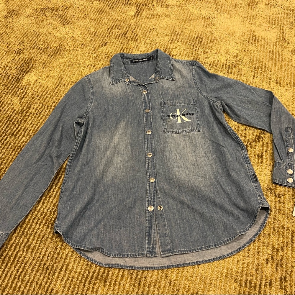 Calvin Klein Gray Denim Casual Shirt